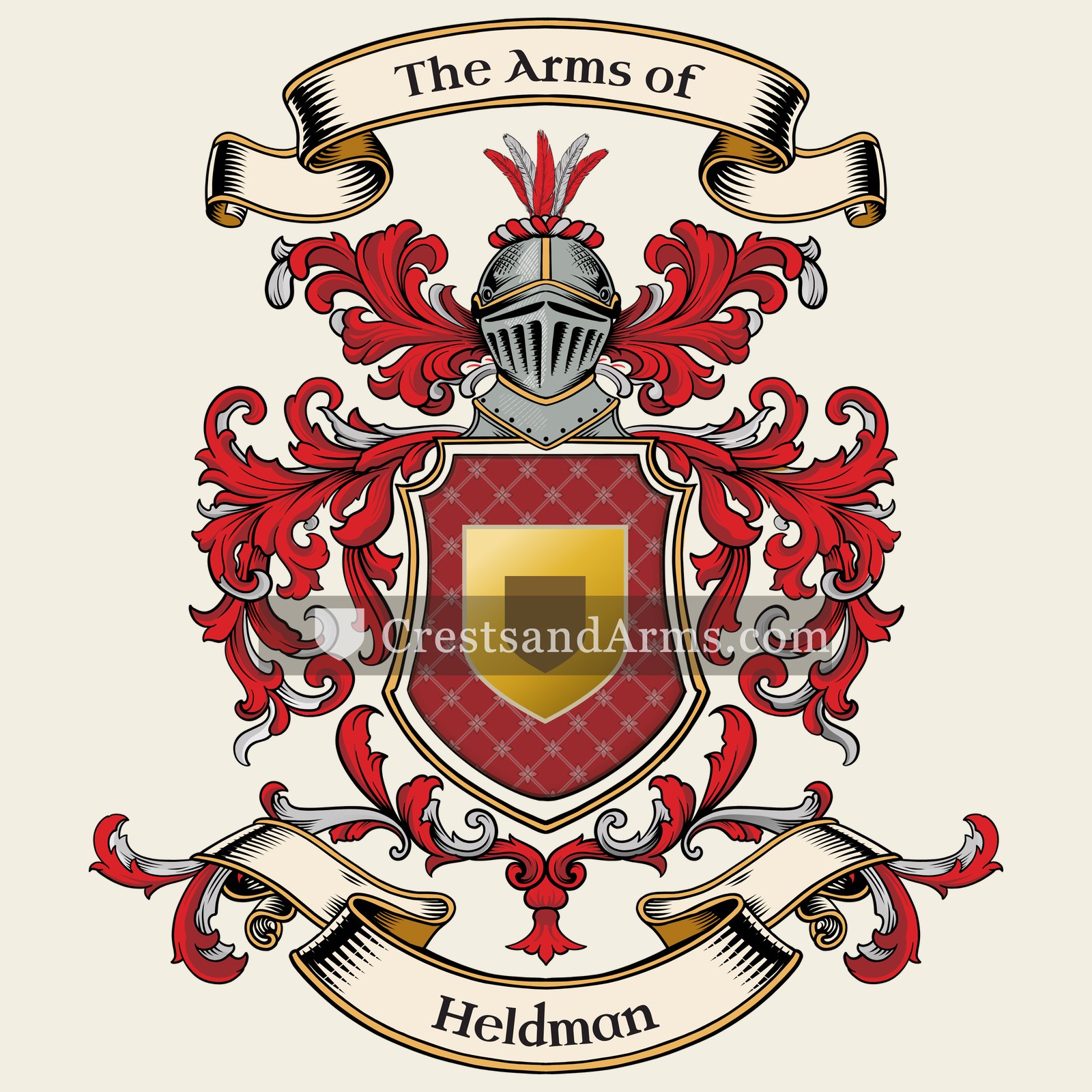 The Heldman coat of arms, drawn from the recorded blazon
