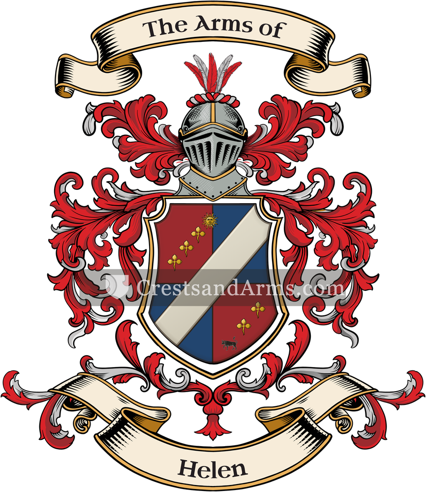 The Helen coat of arms, drawn from the recorded blazon