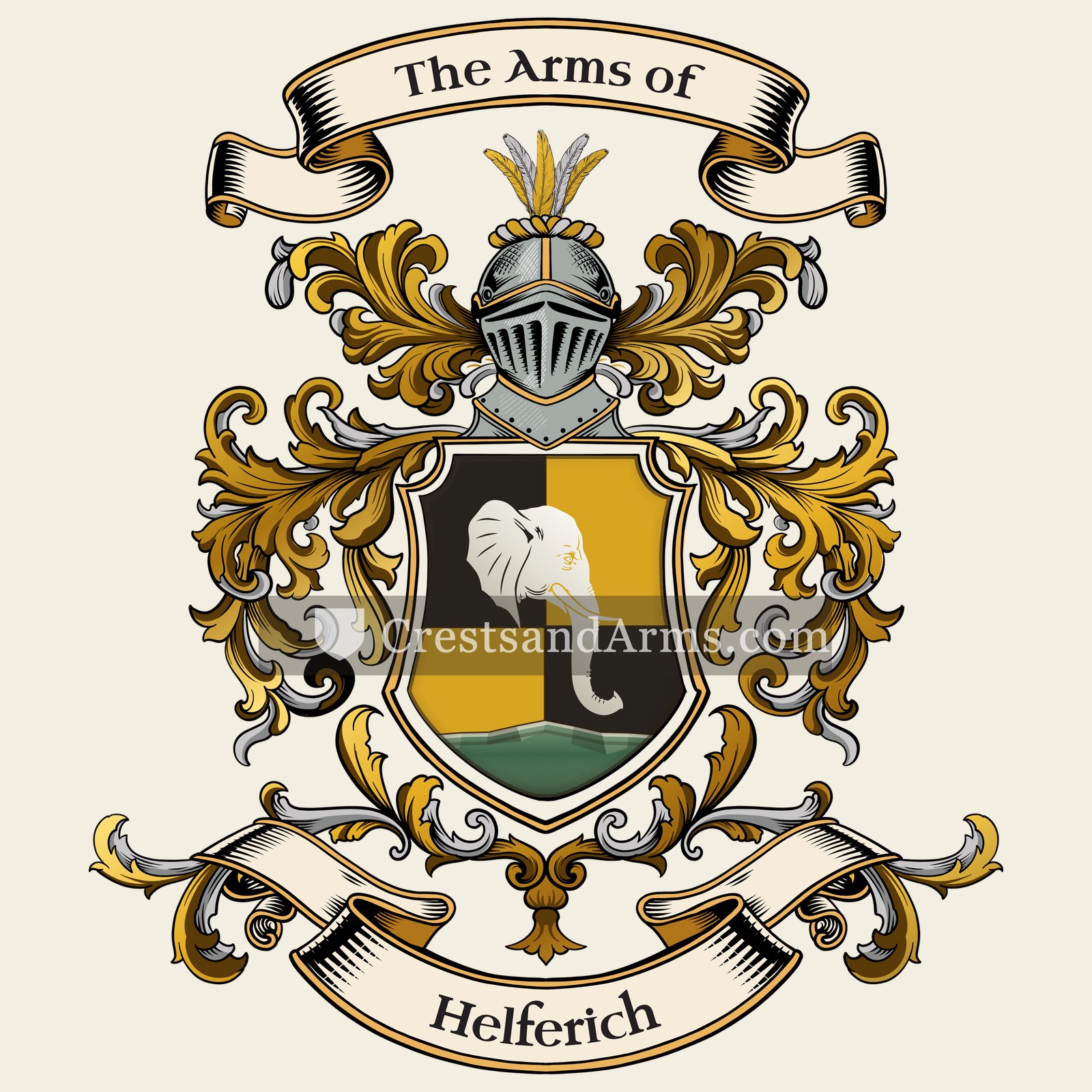 The Helferich coat of arms, drawn from the recorded blazon