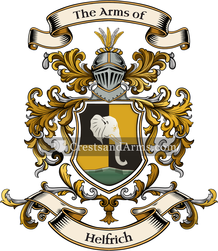 The Helfrich coat of arms, drawn from the recorded blazon