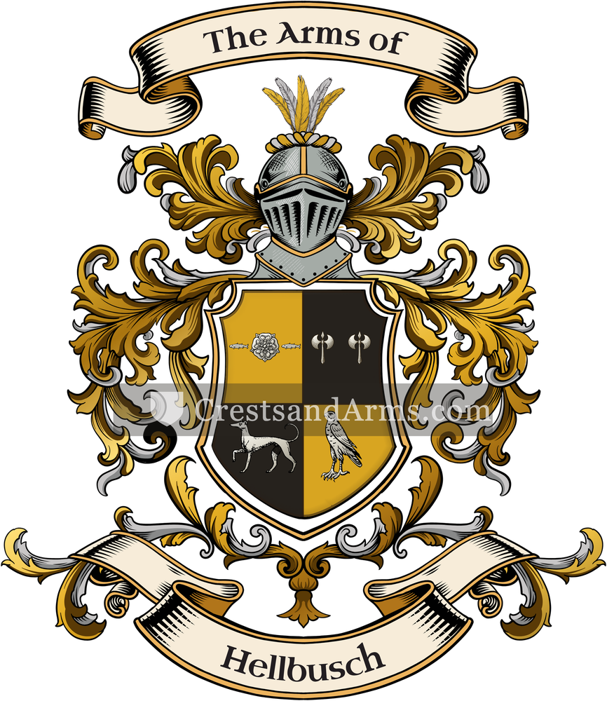 The Hellbusch coat of arms, drawn from the recorded blazon