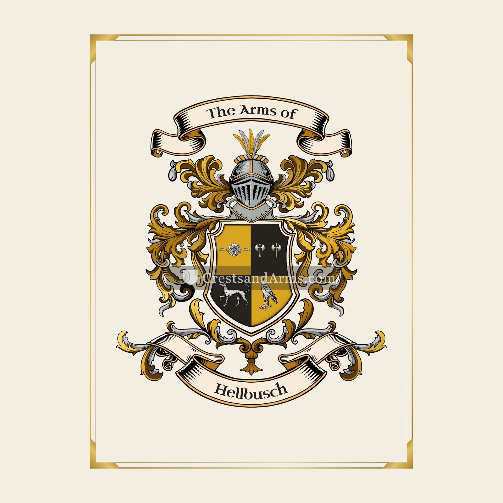 With gold border