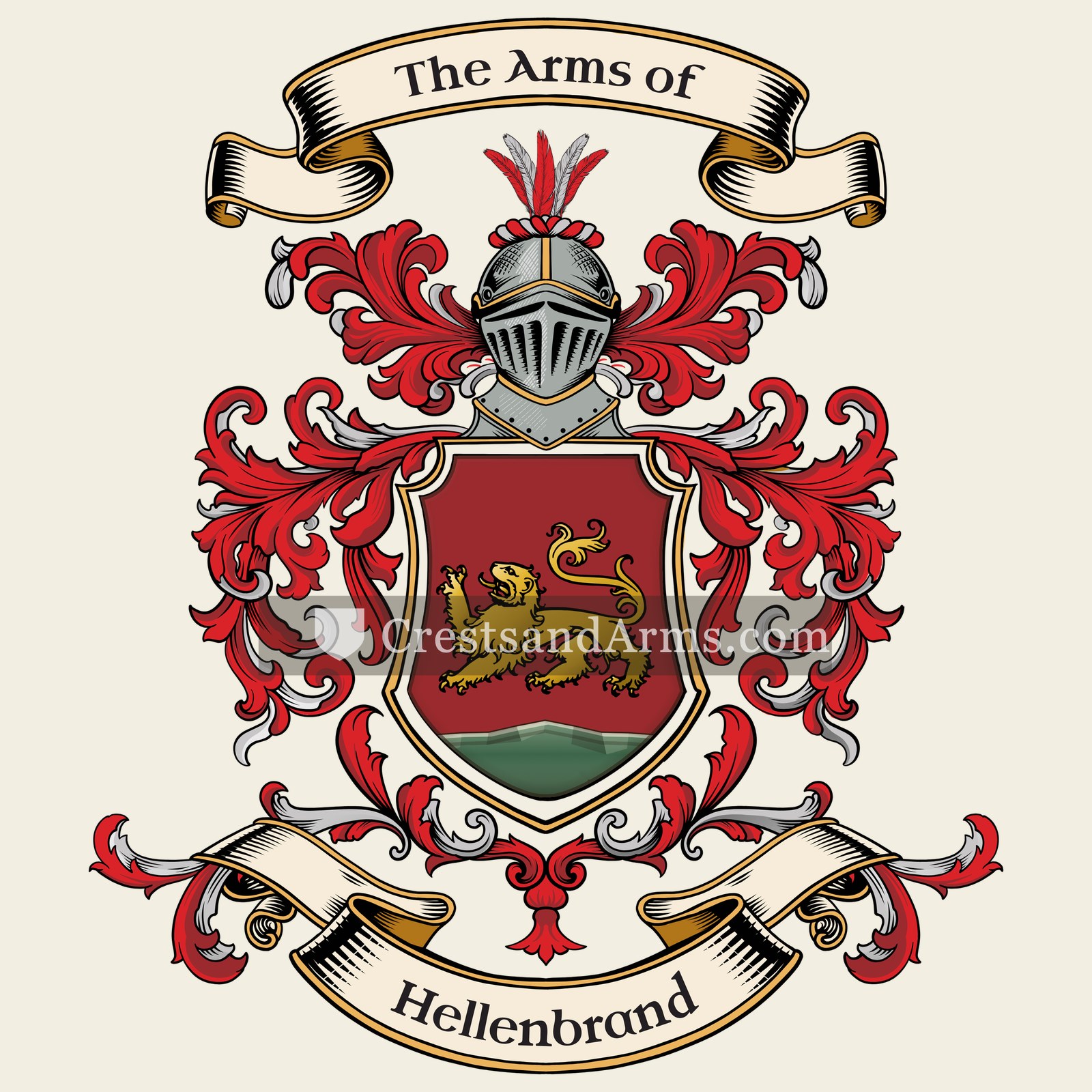 The Hellenbrand coat of arms, drawn from the recorded blazon