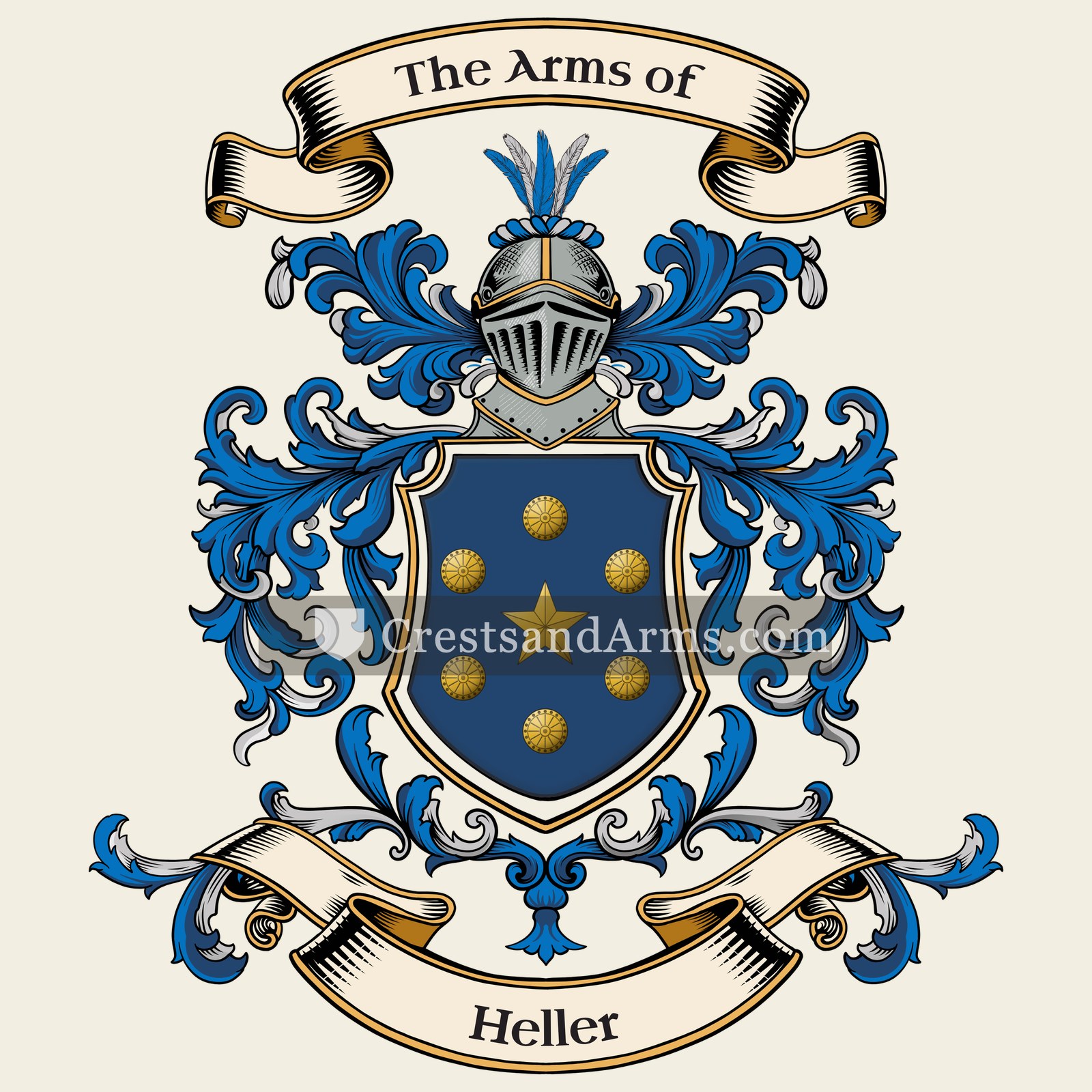 The Heller coat of arms, drawn from the recorded blazon