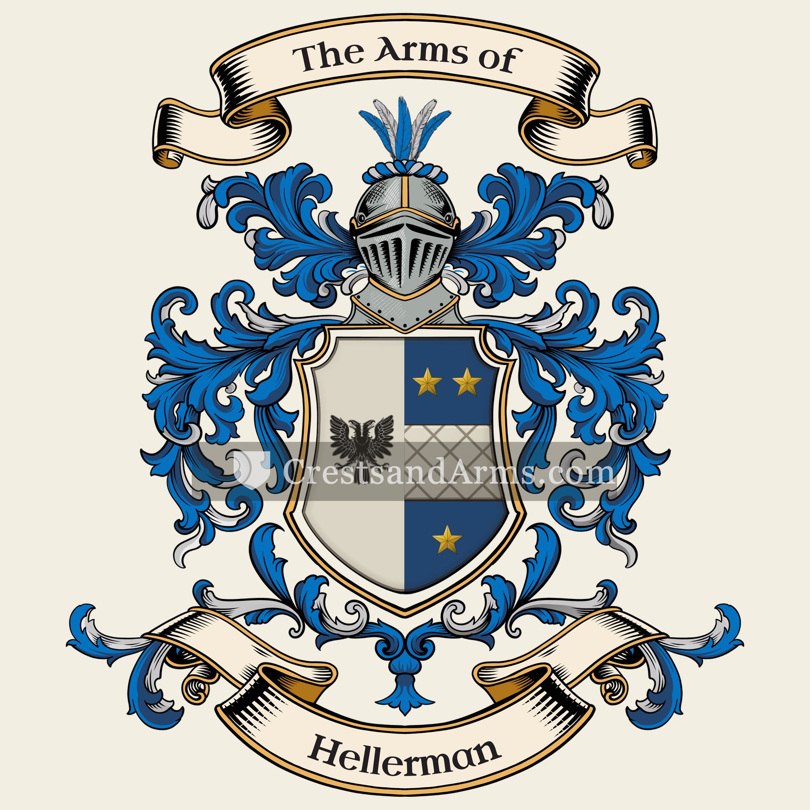 The Hellerman coat of arms, drawn from the recorded blazon