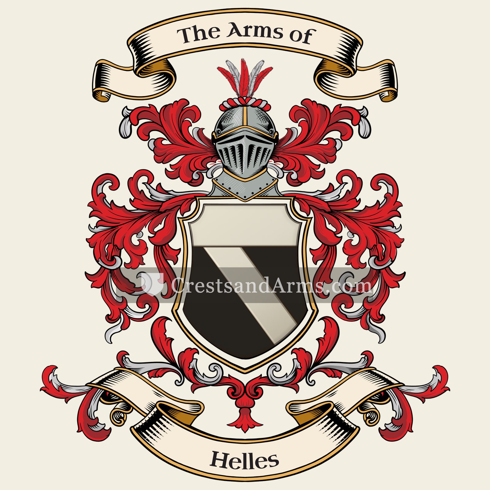 The Helles coat of arms, drawn from the recorded blazon