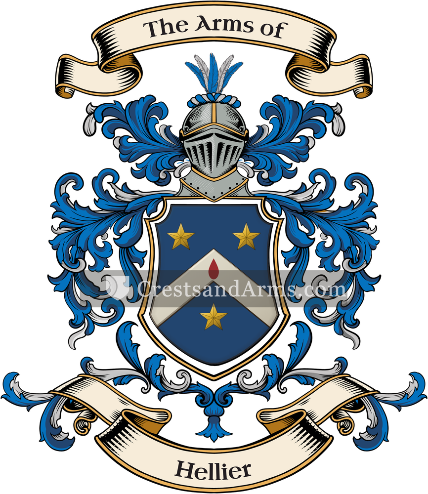 The Hellier coat of arms, drawn from the recorded blazon