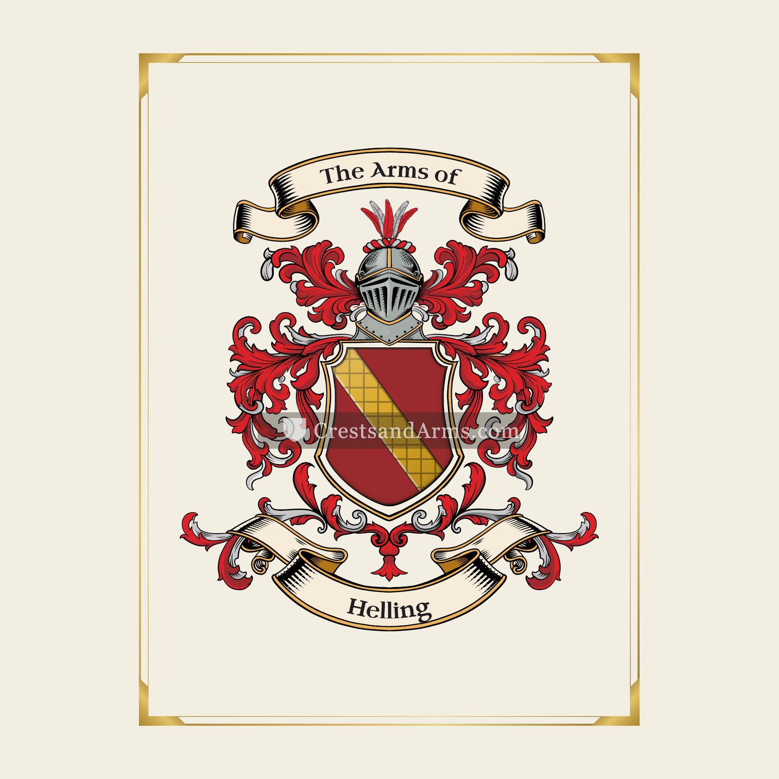 With gold border