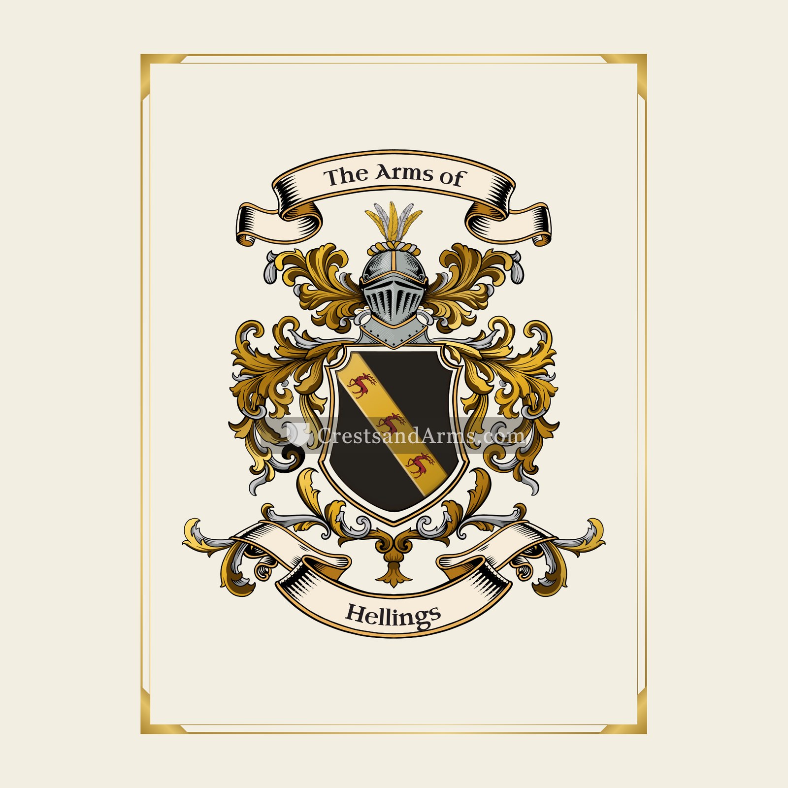 With gold border