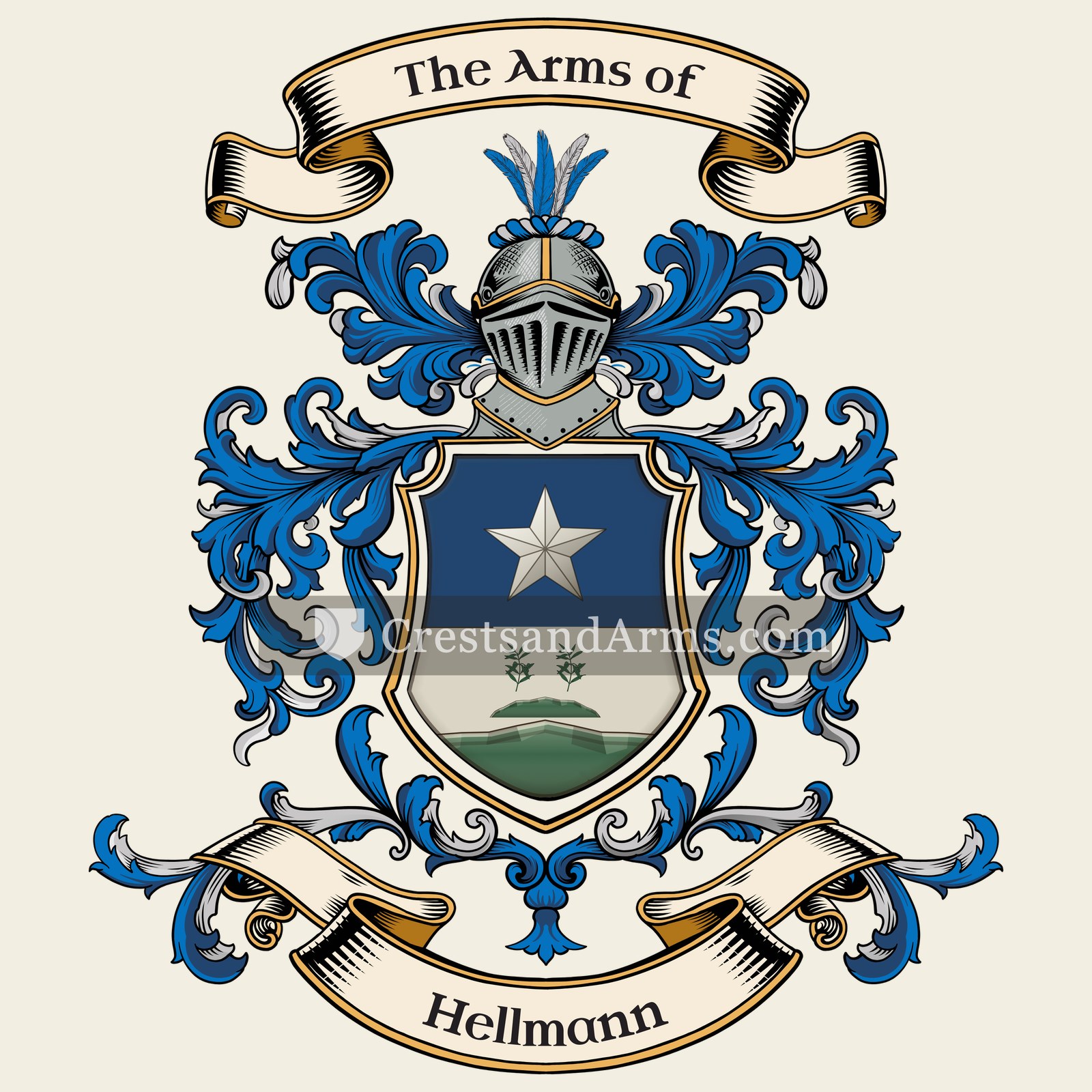 The Hellmann coat of arms, drawn from the recorded blazon