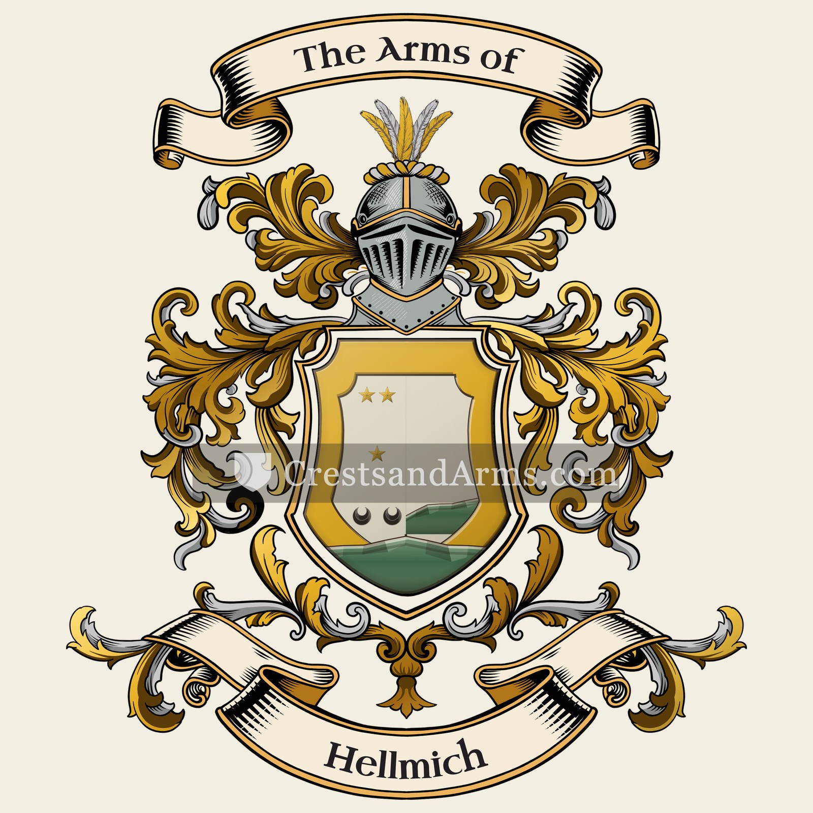 The Hellmich coat of arms, drawn from the recorded blazon