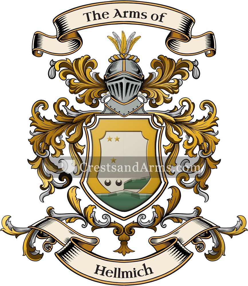 The Hellmich coat of arms, drawn from the recorded blazon