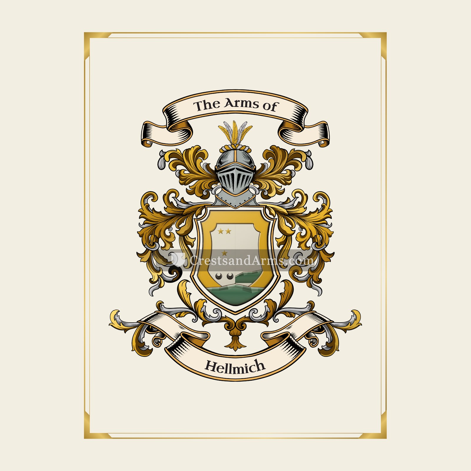 With gold border