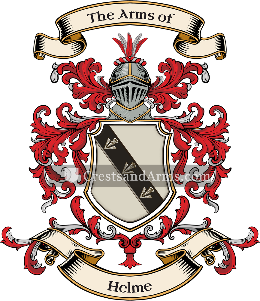 The Helme coat of arms, drawn from the recorded blazon