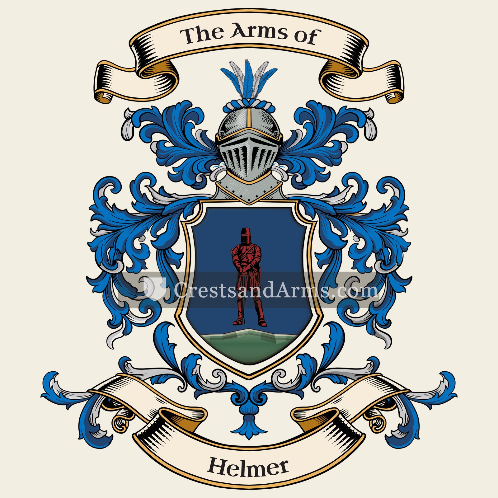 The Helmer coat of arms, drawn from the recorded blazon