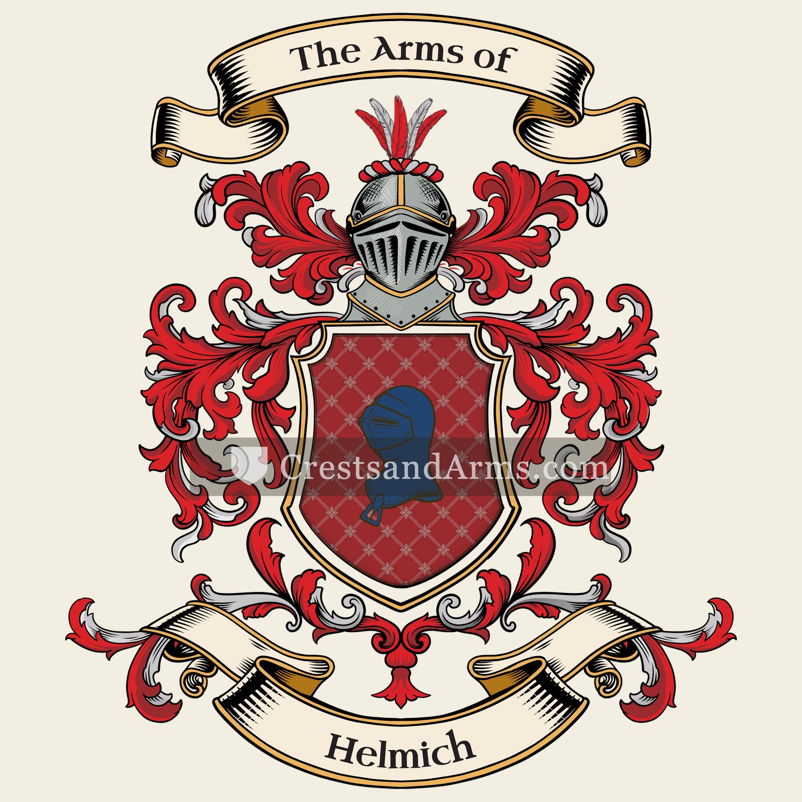 The Helmich coat of arms, drawn from the recorded blazon