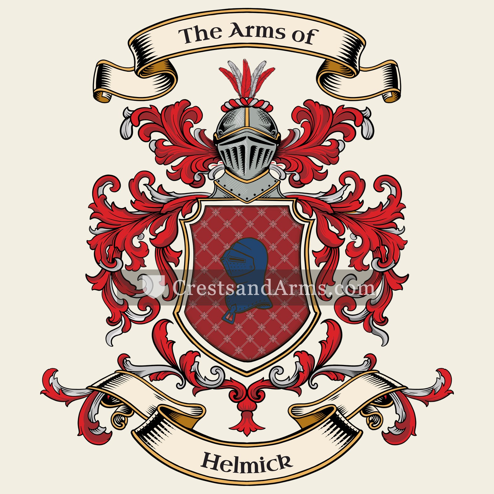 The Helmick coat of arms, drawn from the recorded blazon
