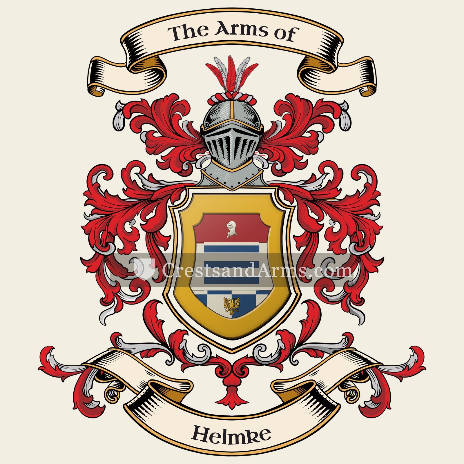 The Helmke coat of arms, drawn from the recorded blazon
