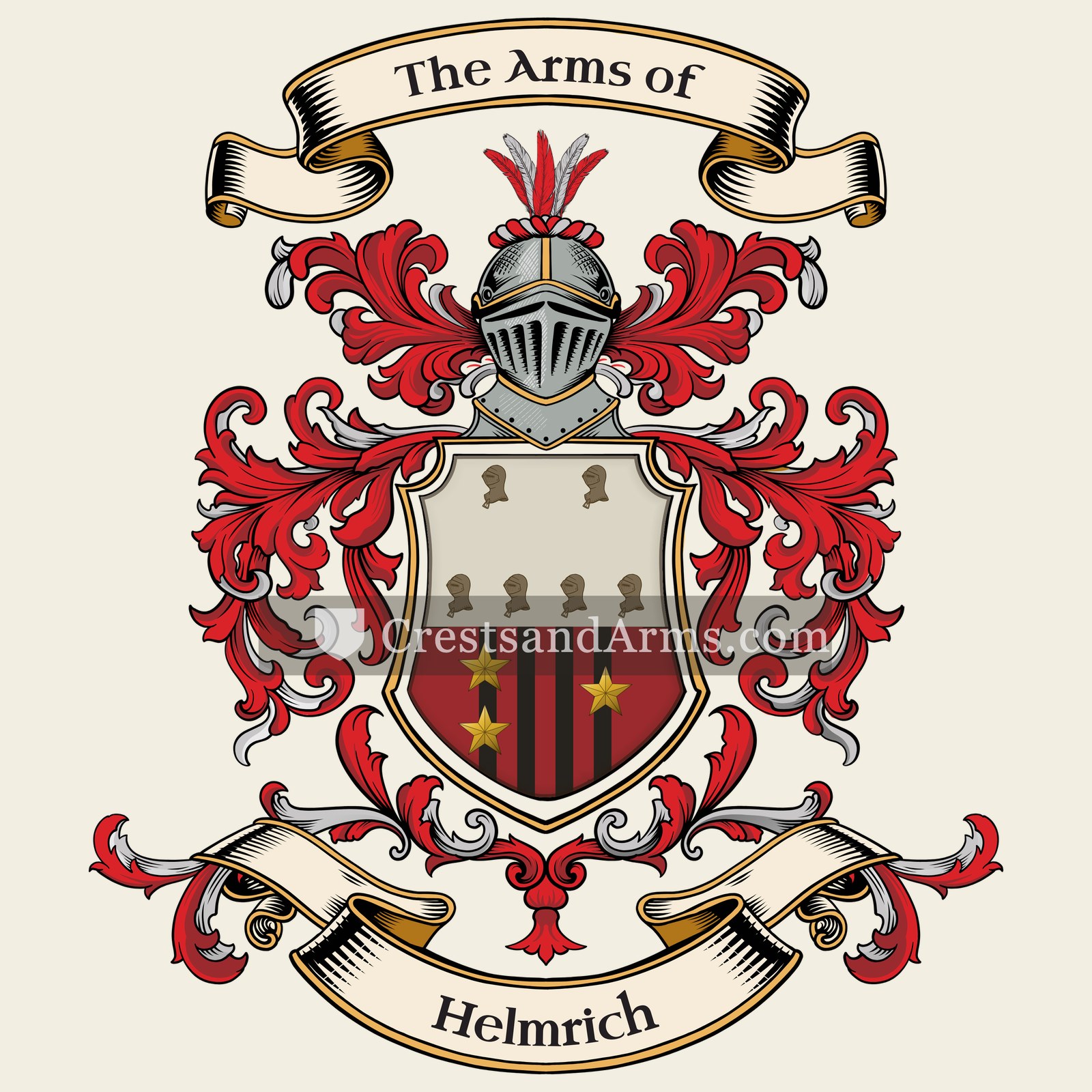 The Helmrich coat of arms, drawn from the recorded blazon