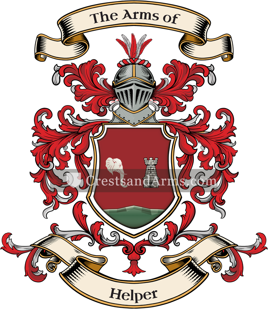 The Helper coat of arms, drawn from the recorded blazon