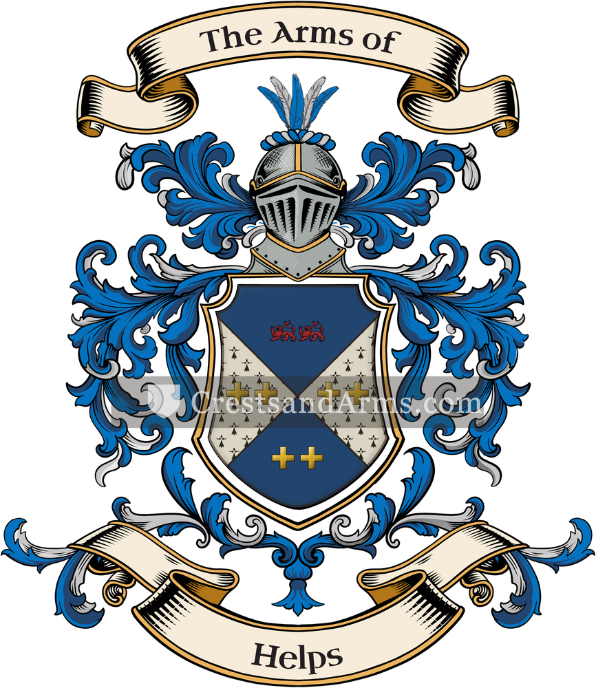 The Helps coat of arms, drawn from the recorded blazon