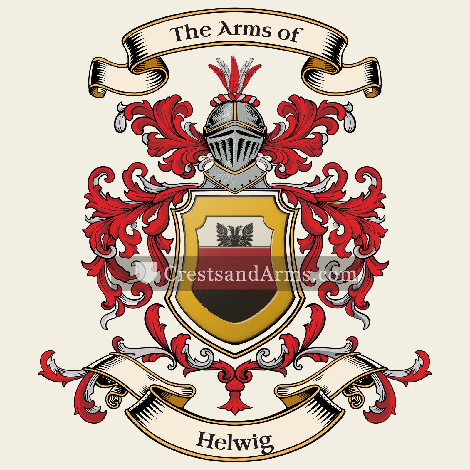 The Helwig coat of arms, drawn from the recorded blazon