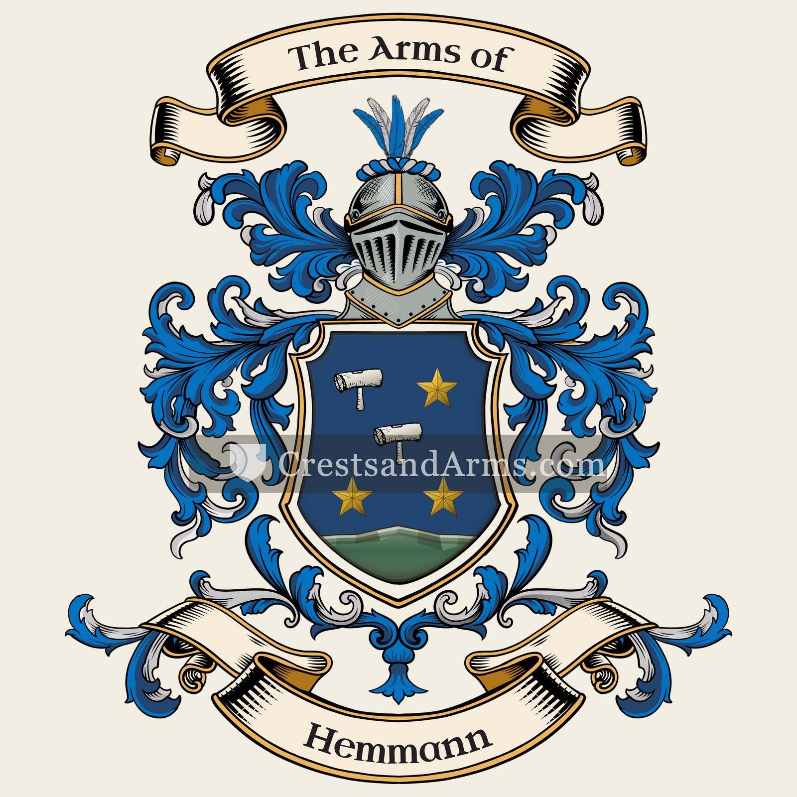 The Hemmann coat of arms, drawn from the recorded blazon