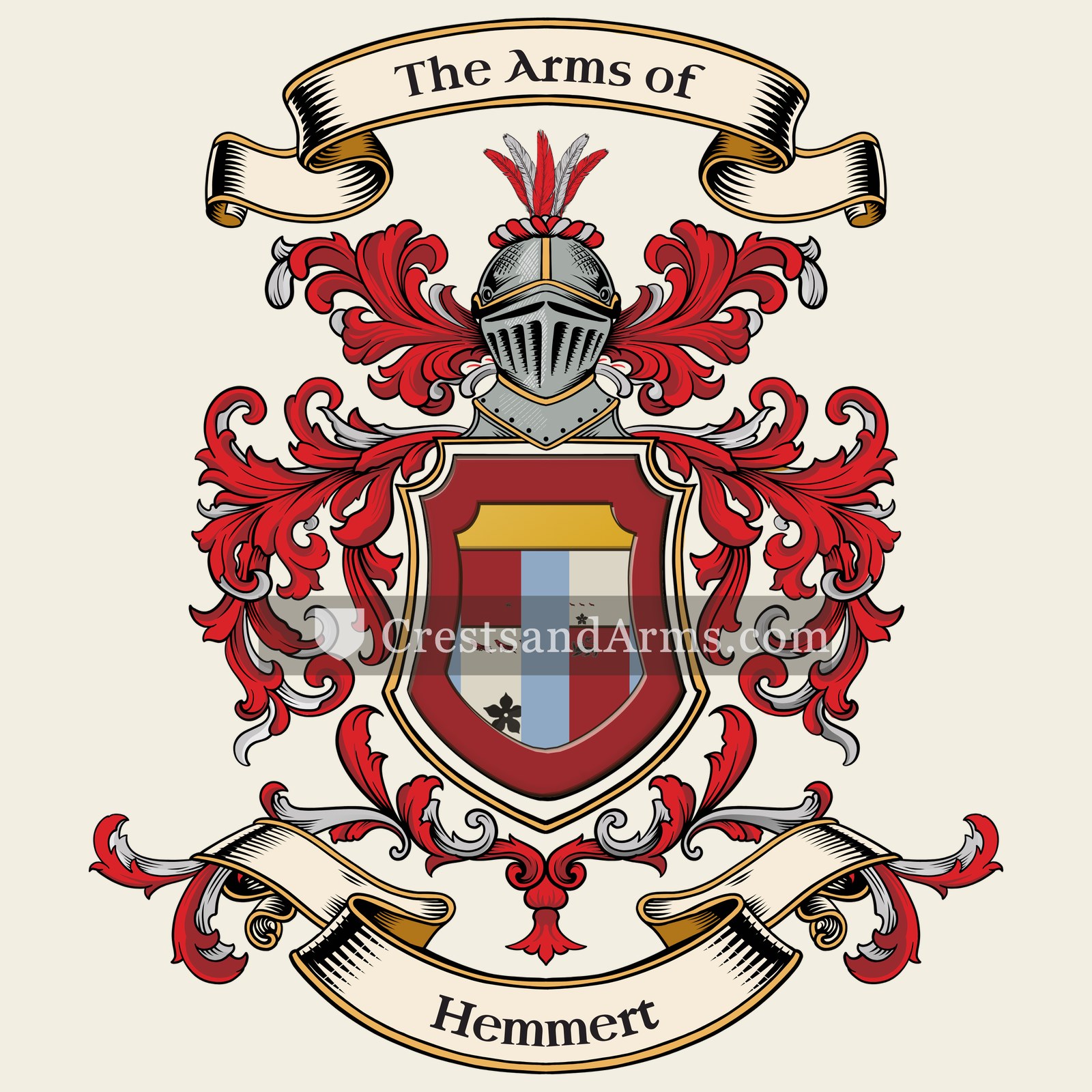 The Hemmert coat of arms, drawn from the recorded blazon