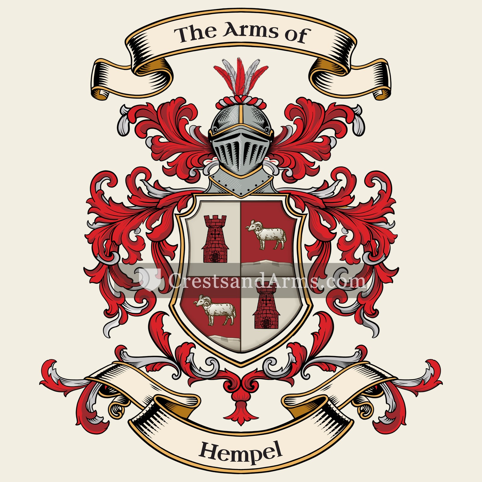 The Hempel coat of arms, drawn from the recorded blazon
