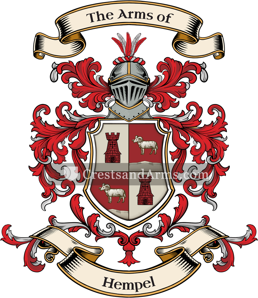 The Hempel coat of arms, drawn from the recorded blazon
