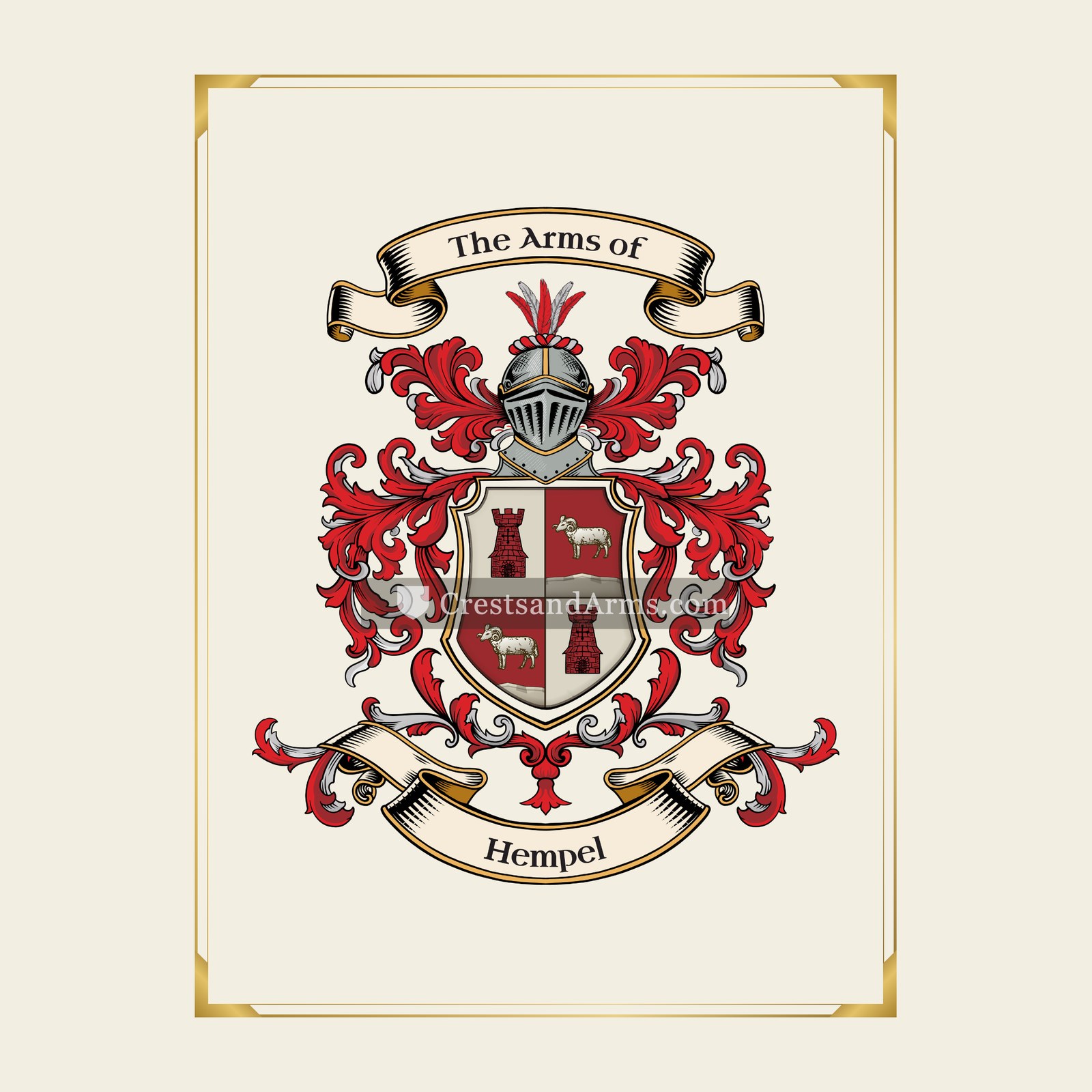 With gold border