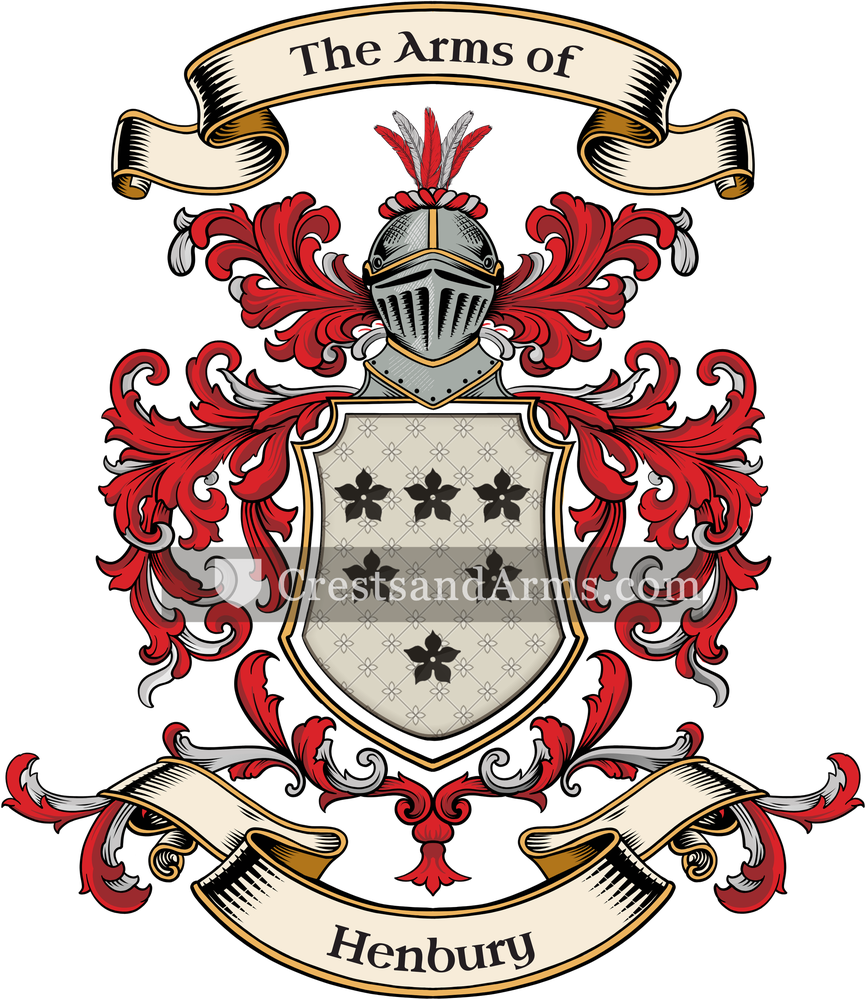 The Henbury coat of arms, drawn from the recorded blazon