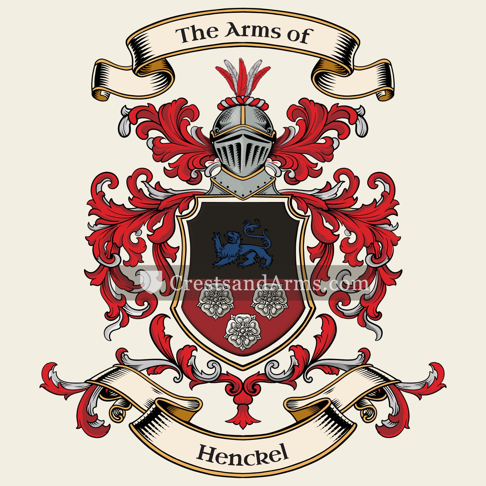 The Henckel coat of arms, drawn from the recorded blazon