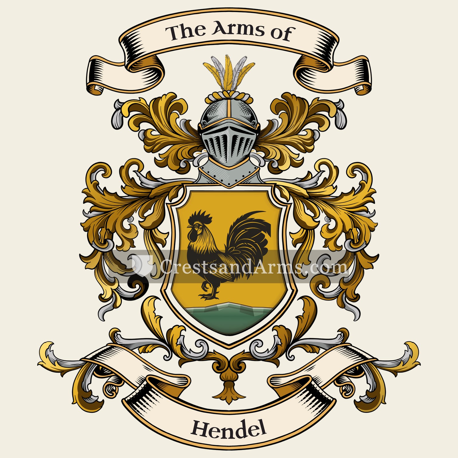 The Hendel coat of arms, drawn from the recorded blazon