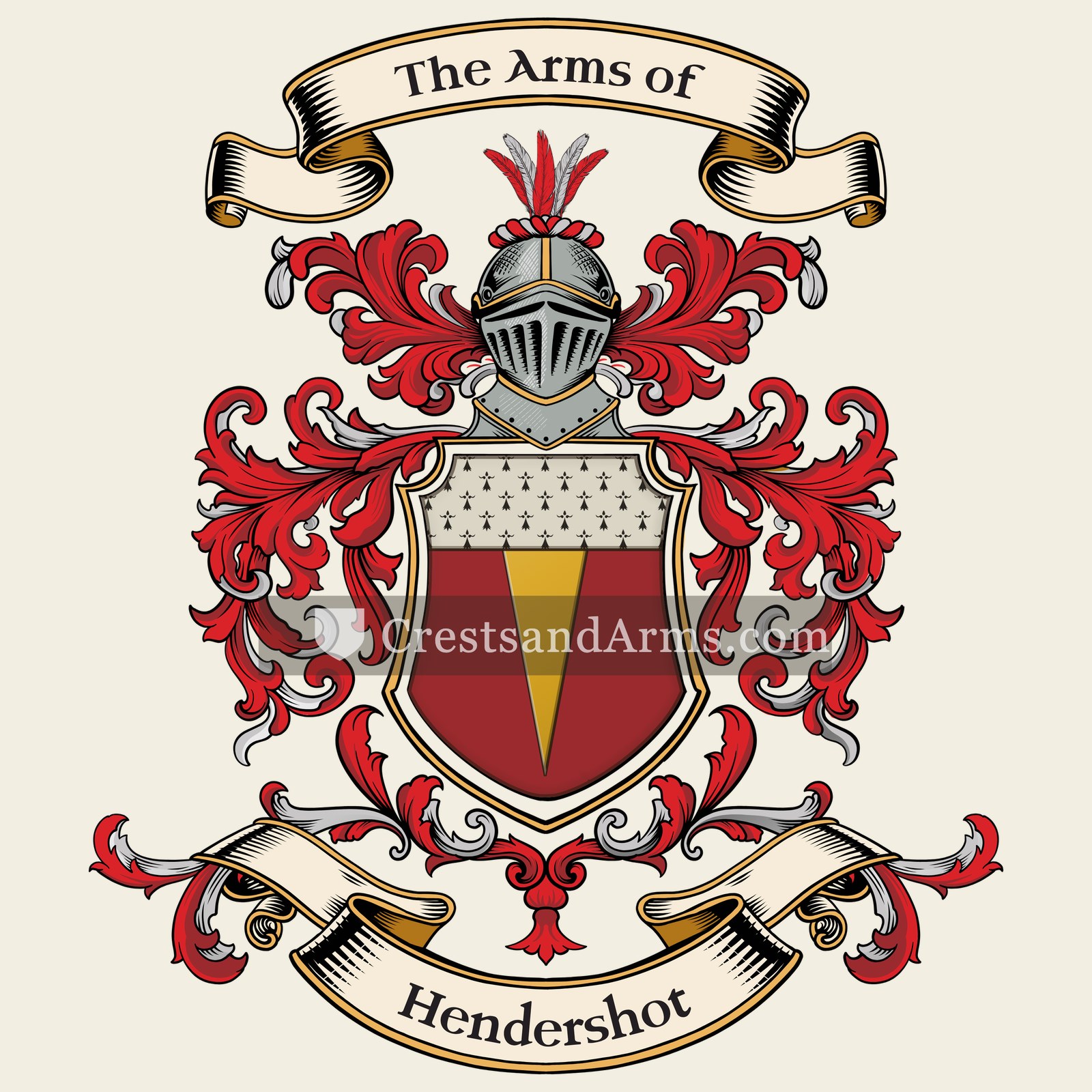 The Hendershot coat of arms, drawn from the recorded blazon