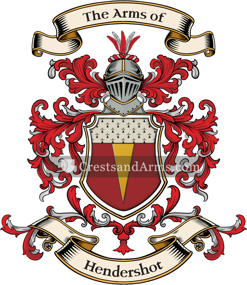 The Hendershot coat of arms, drawn from the recorded blazon