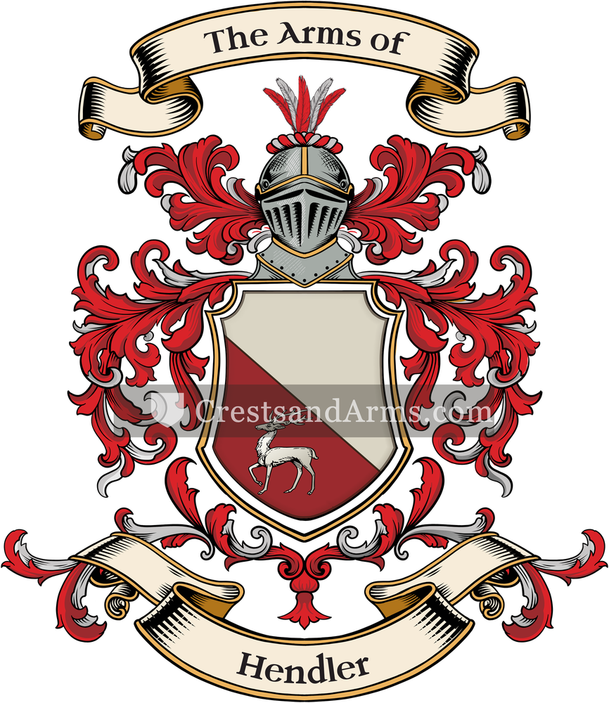 The Hendler coat of arms, drawn from the recorded blazon