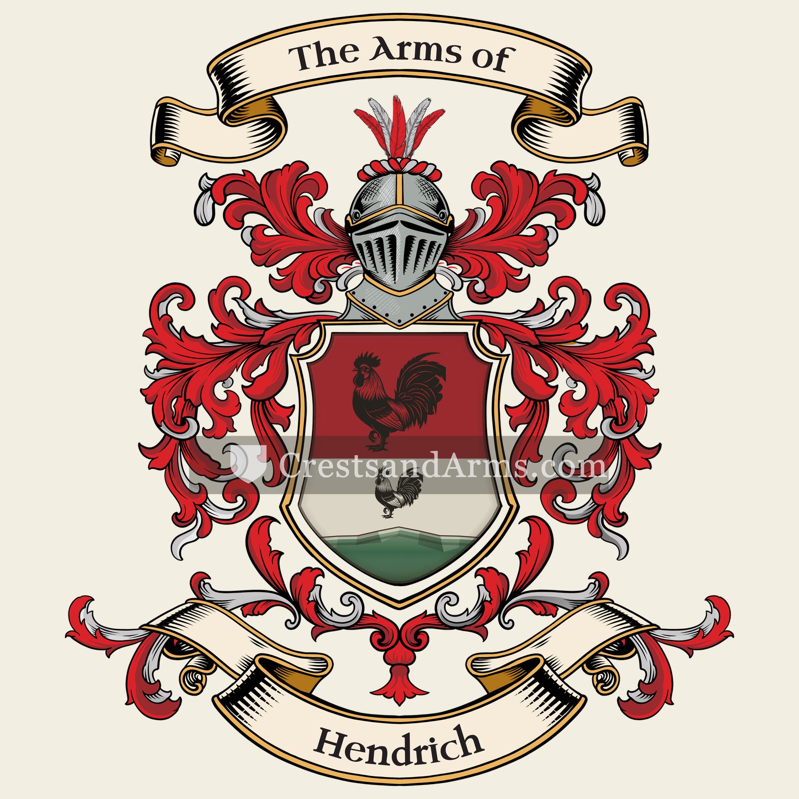 The Hendrich coat of arms, drawn from the recorded blazon