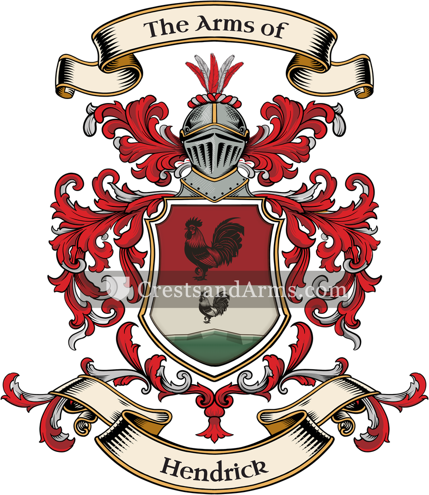 The Hendrick coat of arms, drawn from the recorded blazon