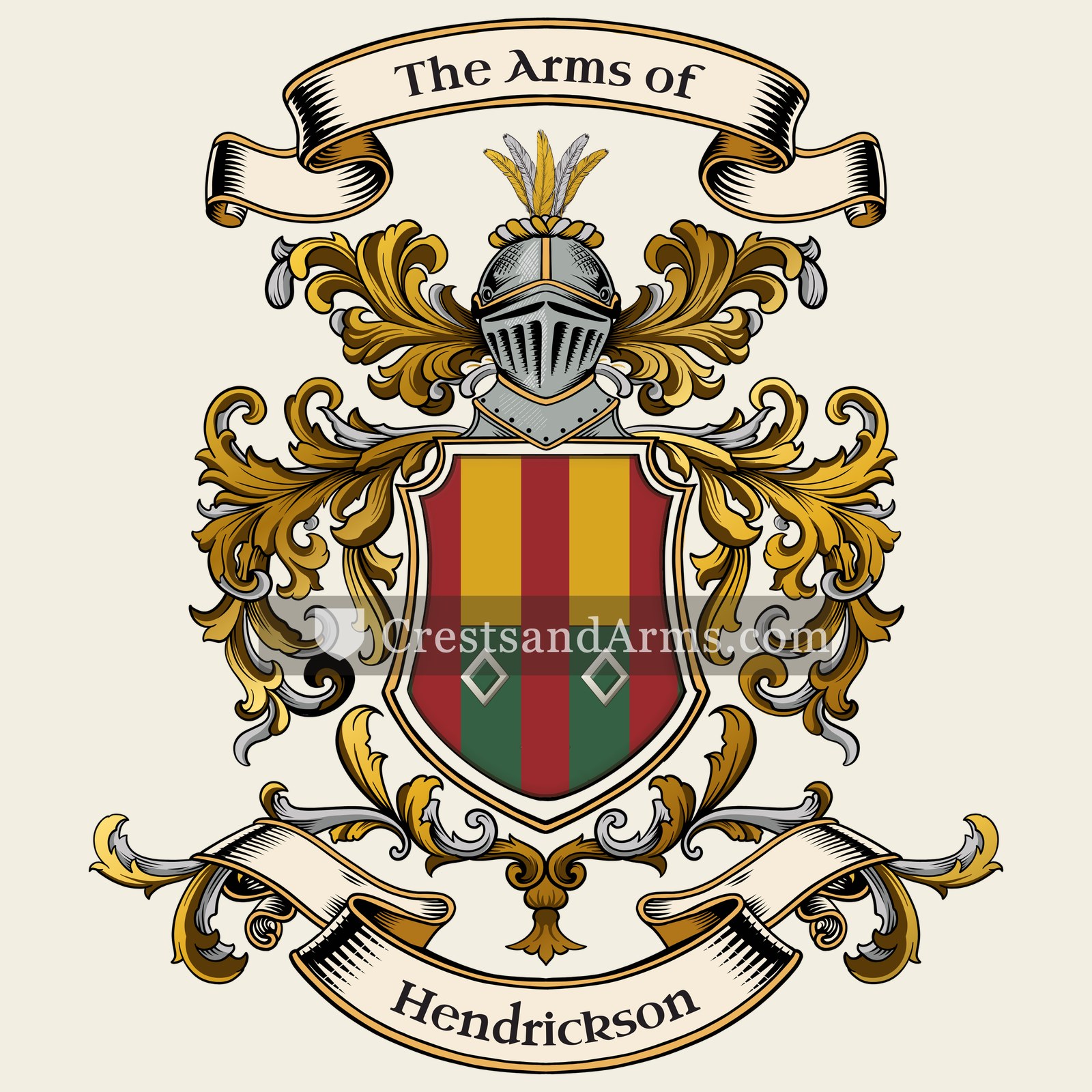 The Hendrickson coat of arms, drawn from the recorded blazon