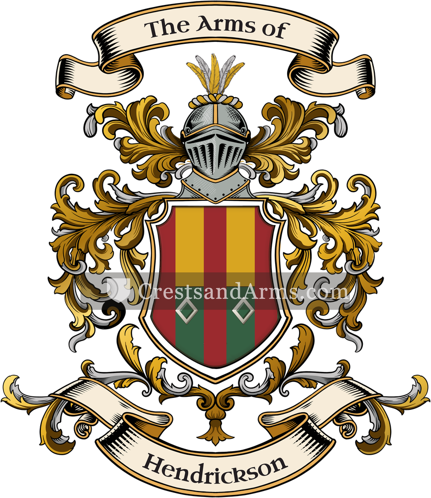 The Hendrickson coat of arms, drawn from the recorded blazon