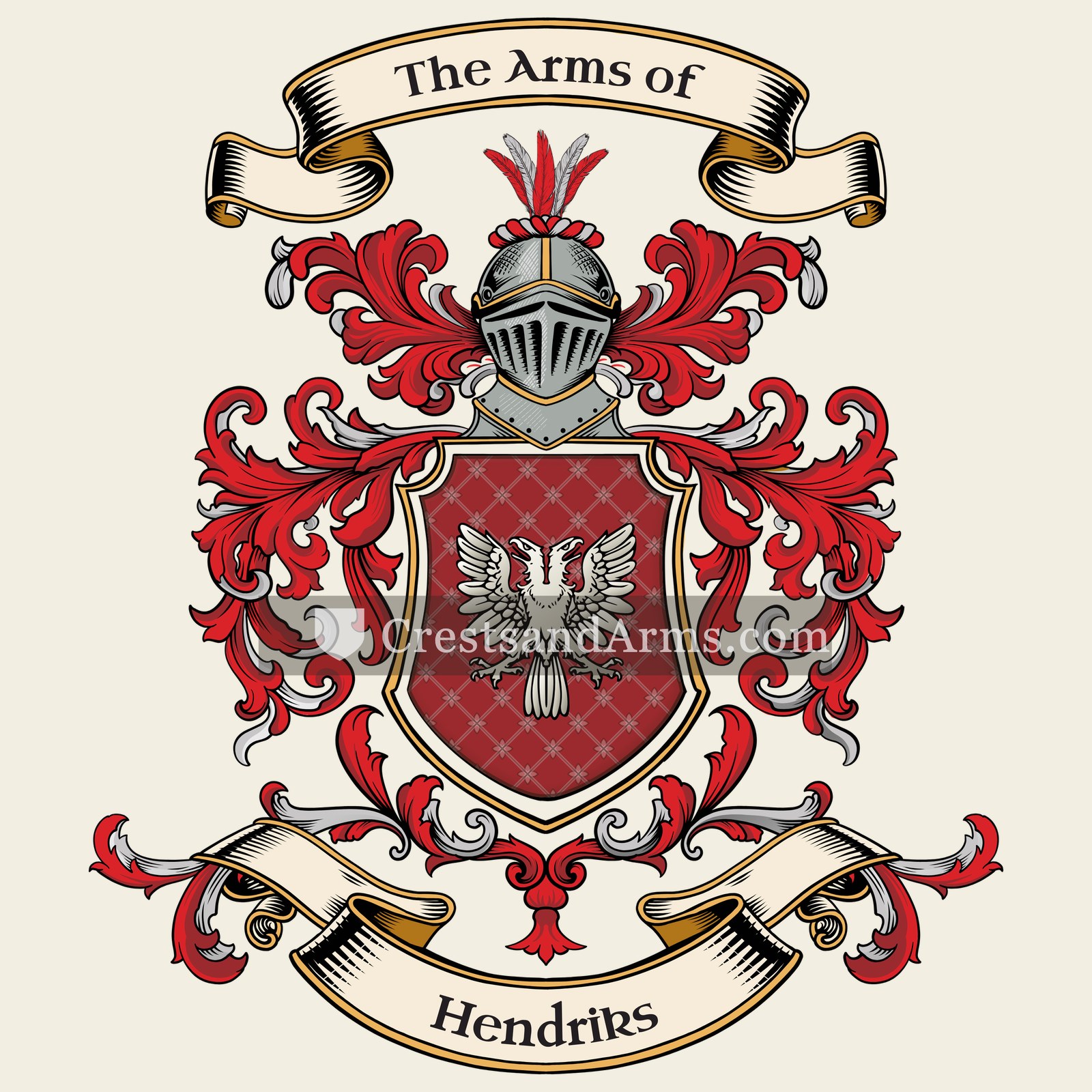 The Hendriks coat of arms, drawn from the recorded blazon