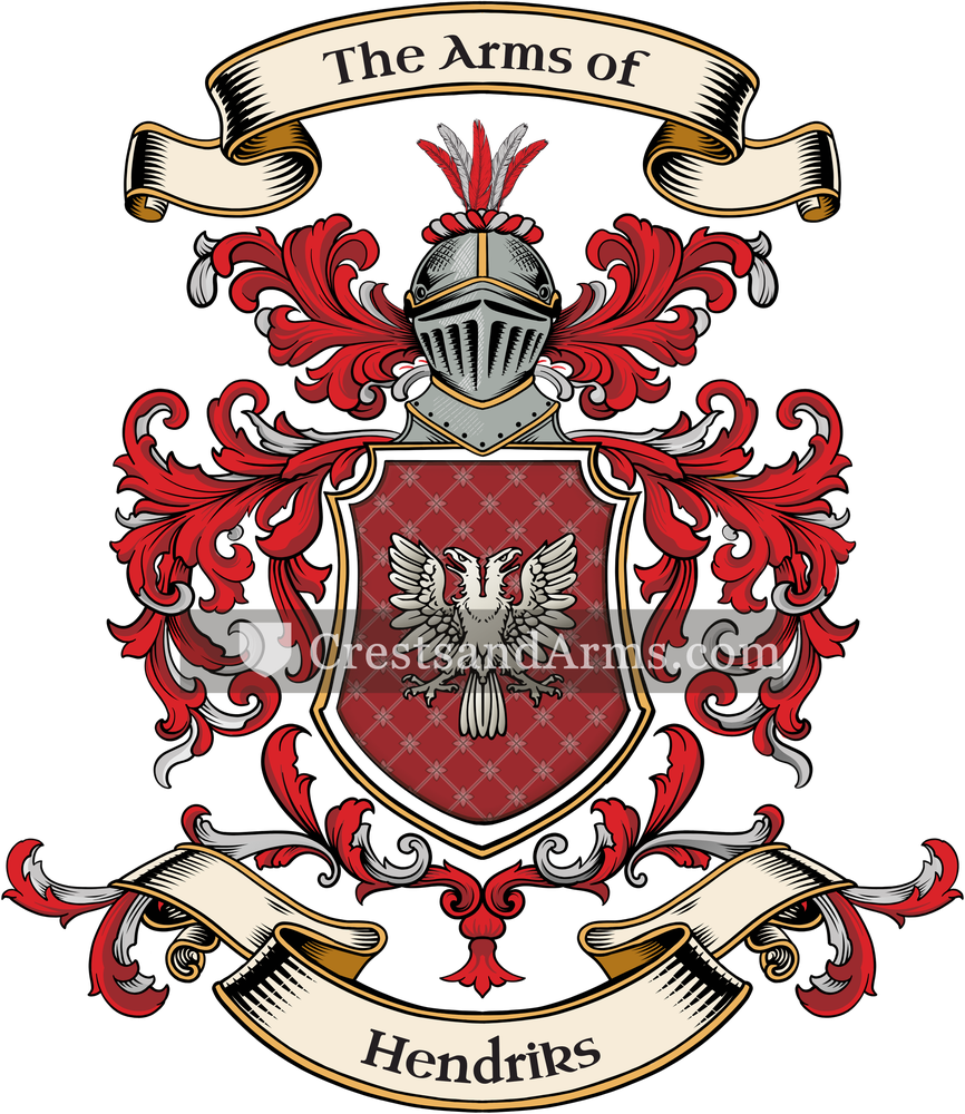 The Hendriks coat of arms, drawn from the recorded blazon