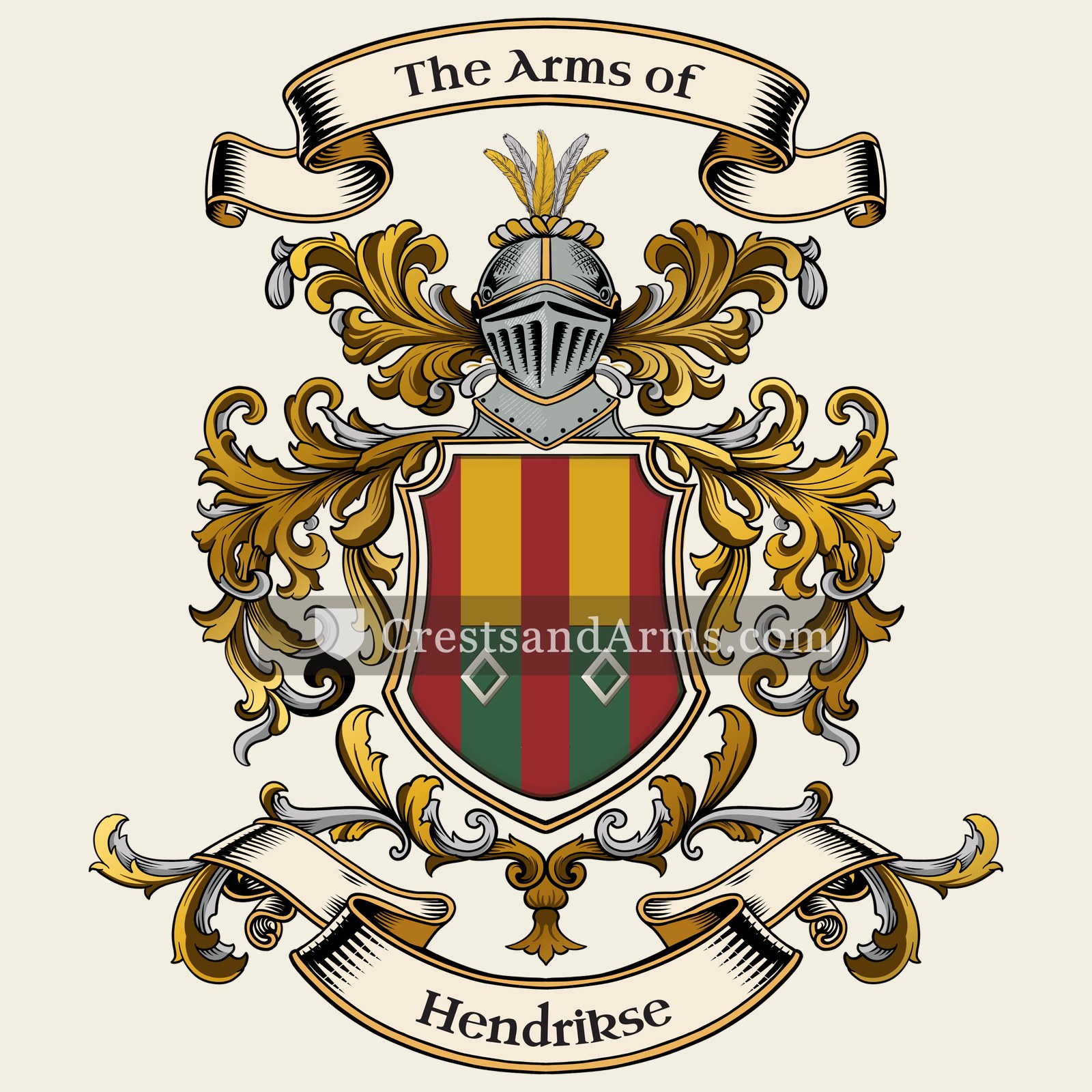 The Hendrikse coat of arms, drawn from the recorded blazon
