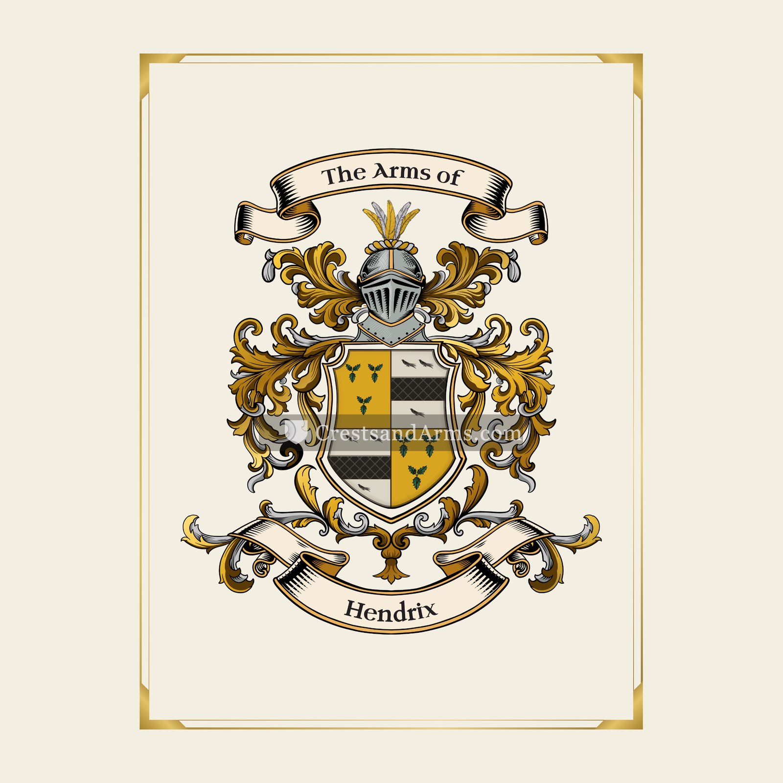 With gold border