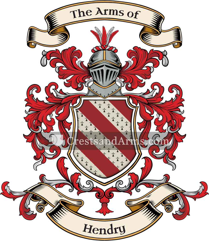 The Hendry coat of arms, drawn from the recorded blazon