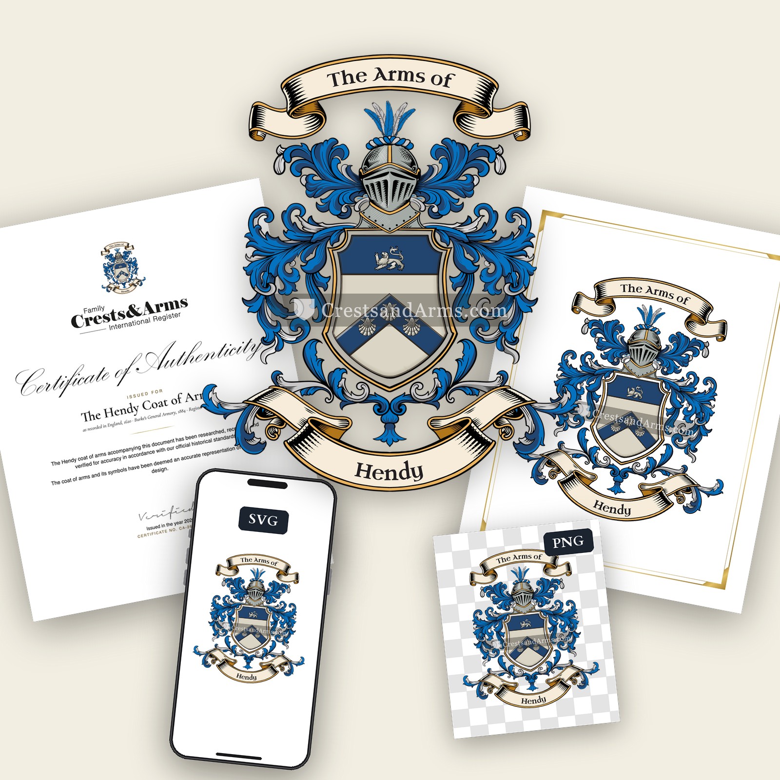 The Hendy arms on the coat of arms — digital pack