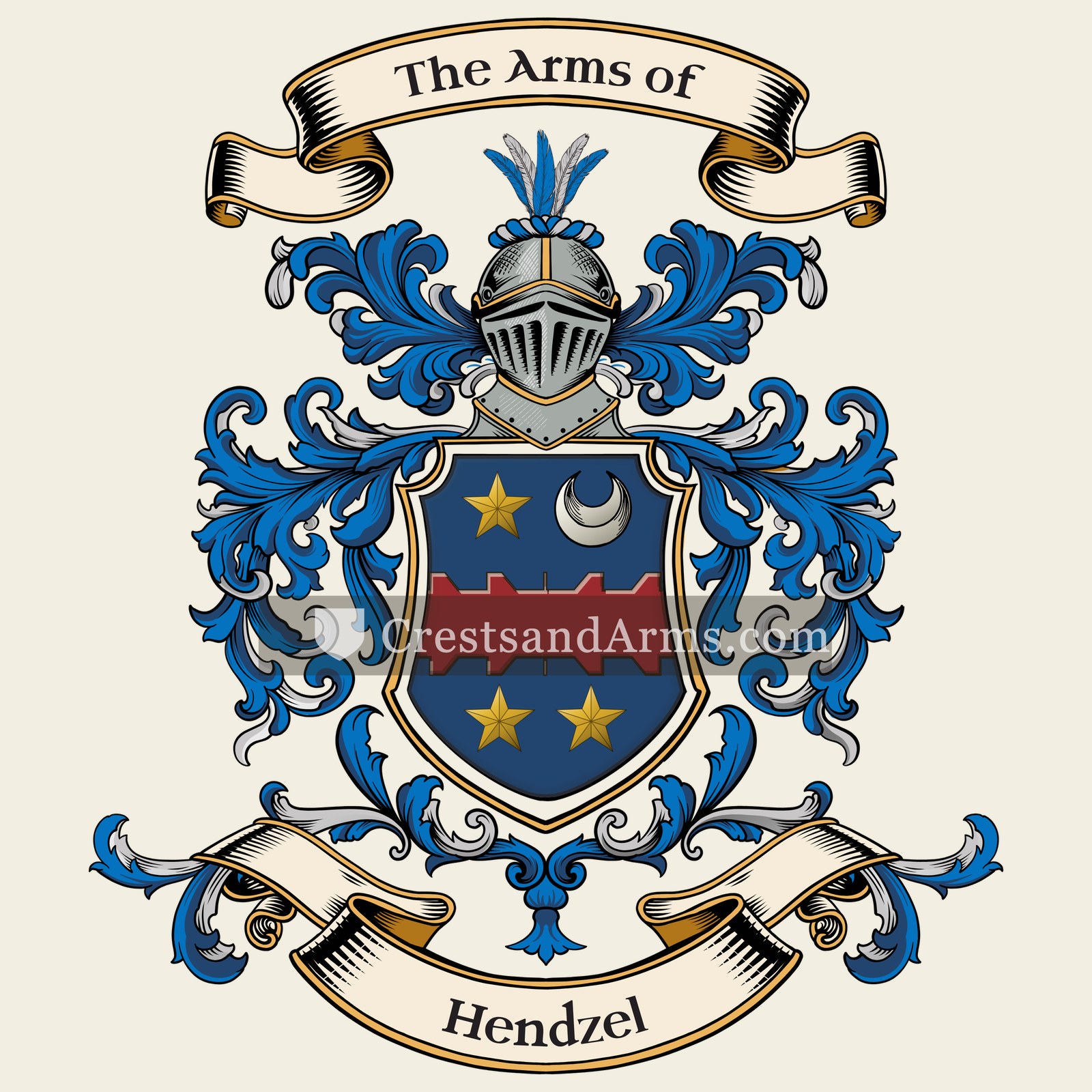 The Hendzel coat of arms, drawn from the recorded blazon