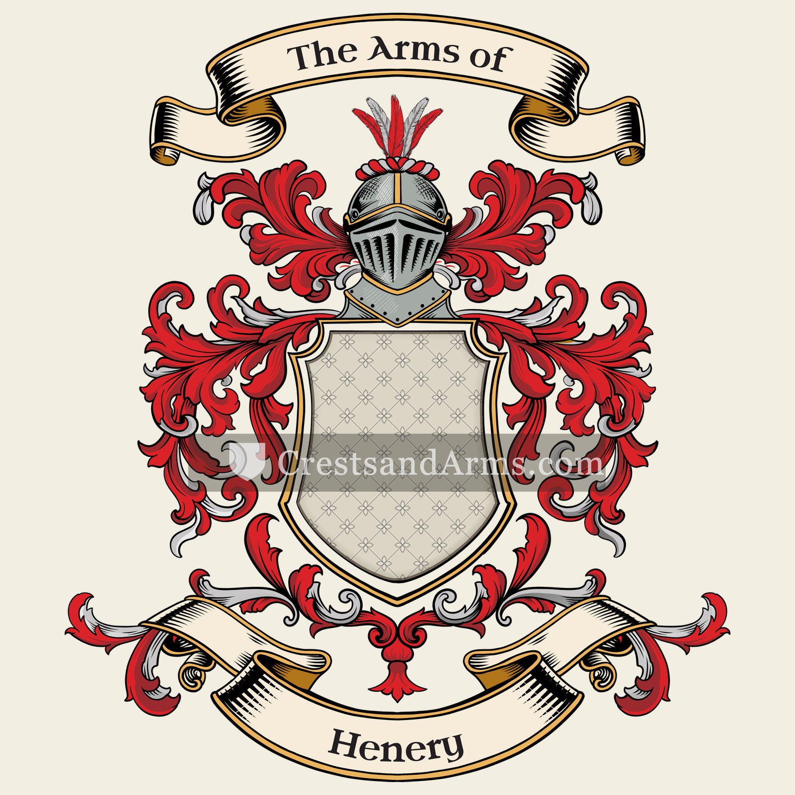 The Henery coat of arms, drawn from the recorded blazon