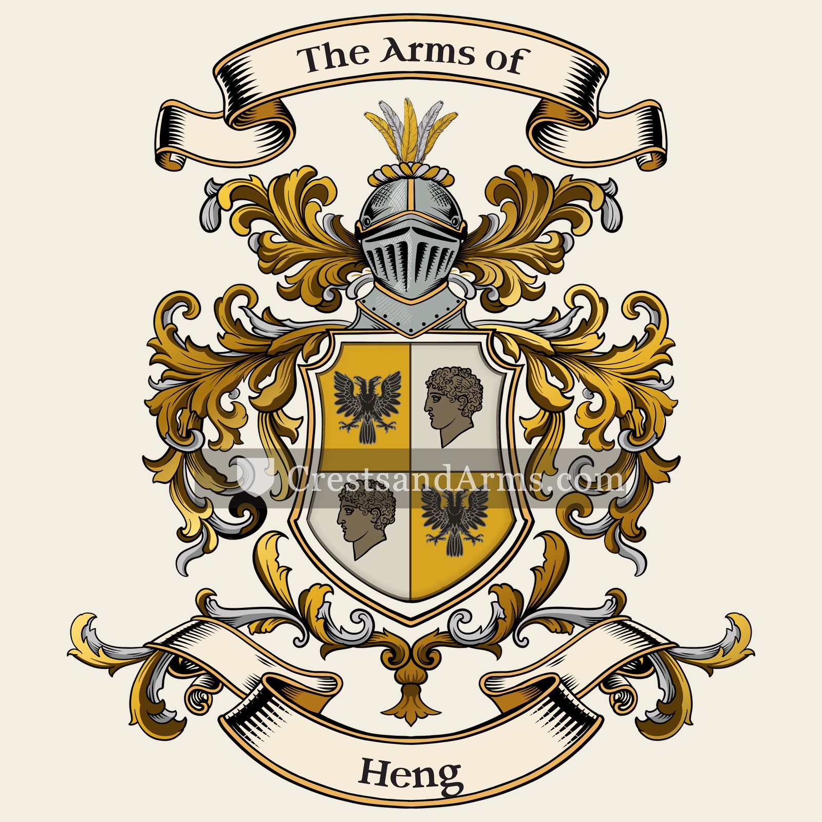 The Heng coat of arms, drawn from the recorded blazon